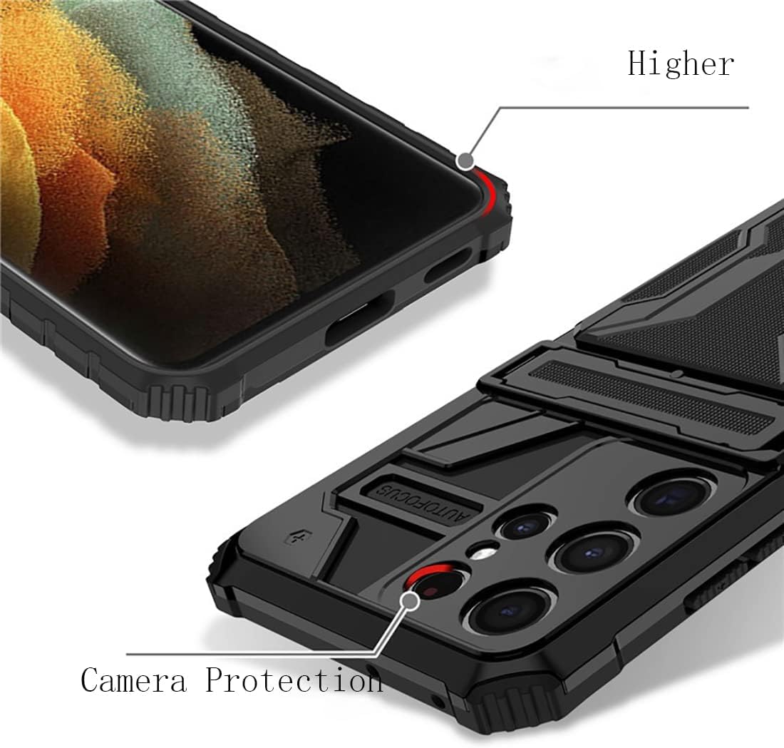 Samsung Galaxy S23 – Carcasa ultra dura, a prueba de golpes, antiarañazos, con función atril y tarjetero, color negro