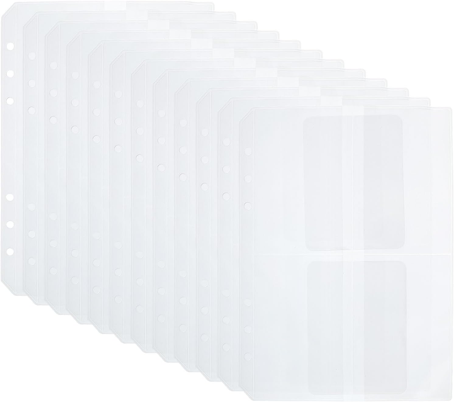 PATIKIL Carpeta A5, 4 bolsillos, paquete de 12 unidades de PVC con cremallera de 6 agujeros, carpetas para documentos, impermeable, almacenamiento