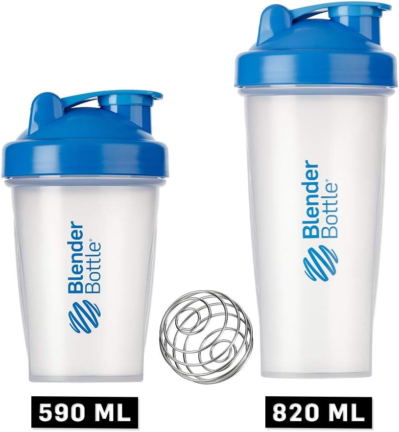 BlenderBottle Taza de coctelera clásicaagitador de dietacoctelera de proteínas con Blenderball  27.7 fl oz – cian claro
