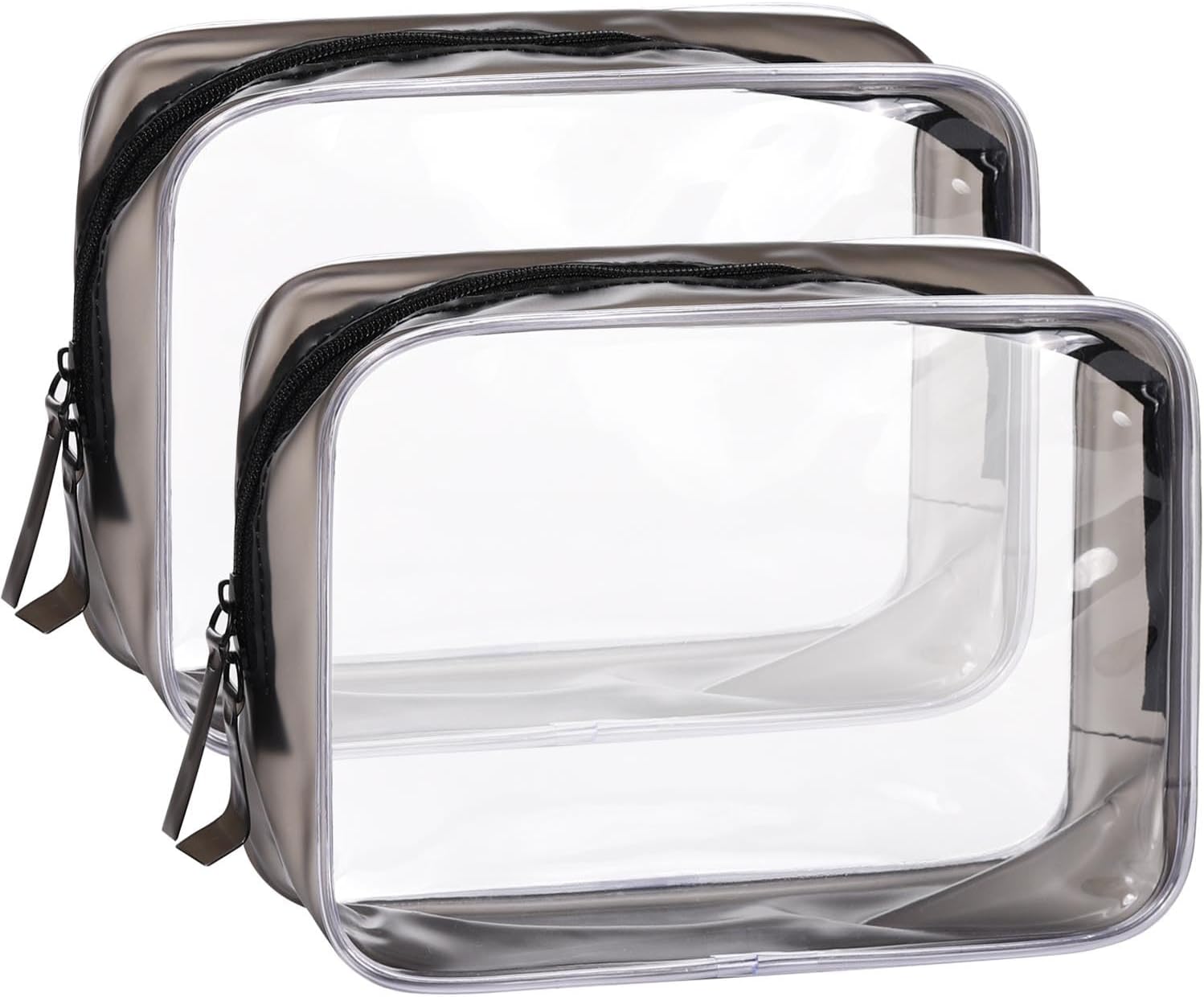 WantGor Bolsa de maquillaje transparente, paquete de 2 bolsas de cosméticos aprobadas por la TSA, organizador de bolsas de maquillaje pequeñas,
