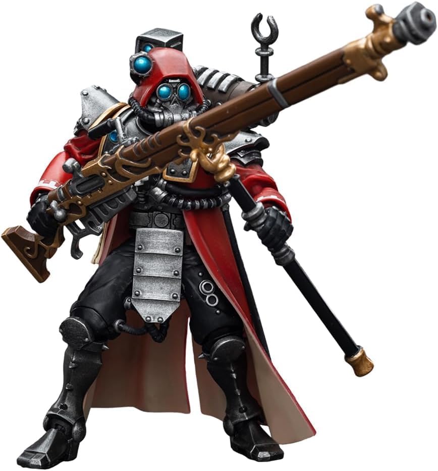 JOYTOY Warhammer 40k Adeptus Mechanicus Skitarii Ranger con Arquebus transuránico a escala 118 Figura de acción Joy Toy Modelos