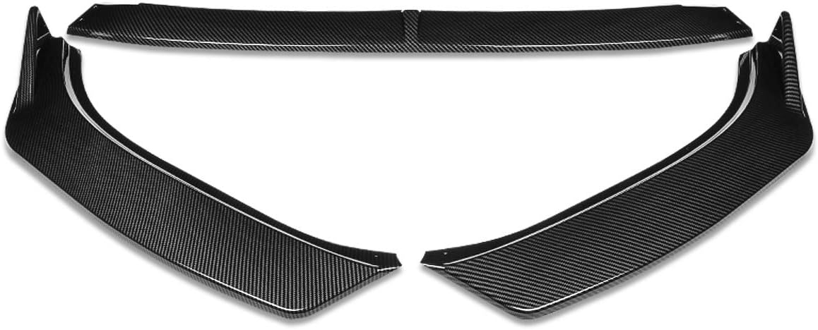 DNA MOTORING 2-PU-501-PCF Aspecto de fibra de carbono, 3 piezas con estabilizadores verticales, borde de parachoques delantero compatible con Mazda