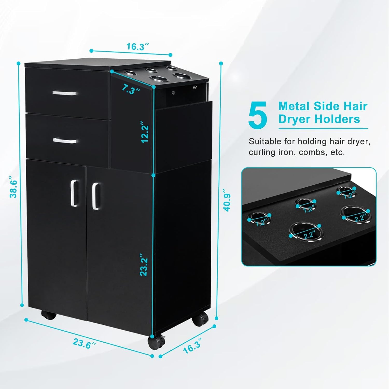 Goujxcy Salon Station – Carrito de peluquería para estilistas, gabinete de almacenamiento de salón de belleza, estación de peluquería, equipo de spa