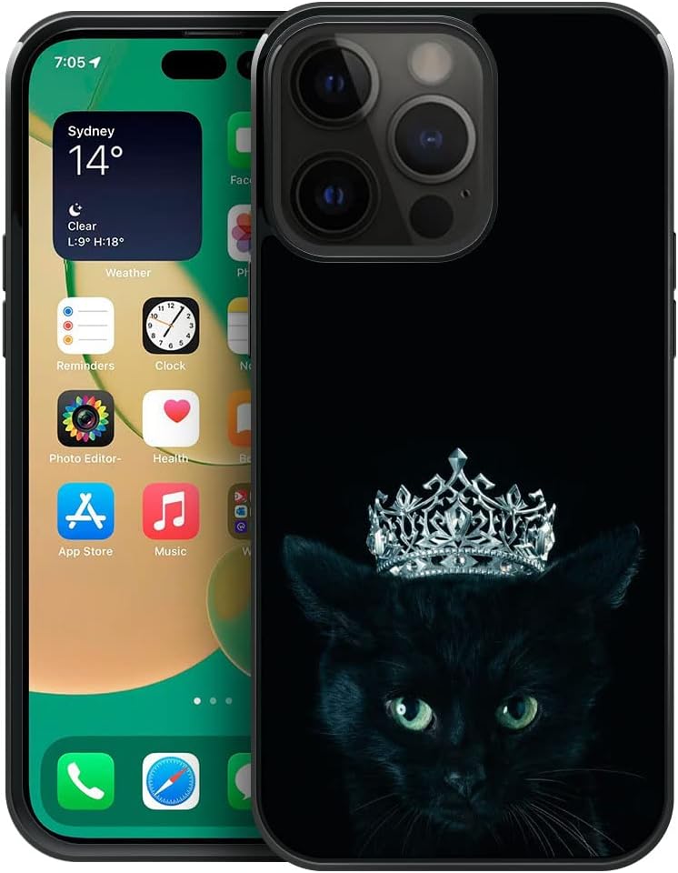 ZHEGAILIAN Funda compatible con iPhone 15 Pro Max, fundas Black Cat Queen compatibles con iPhone 15 Pro Max para niñas, funda de diseño de patrón