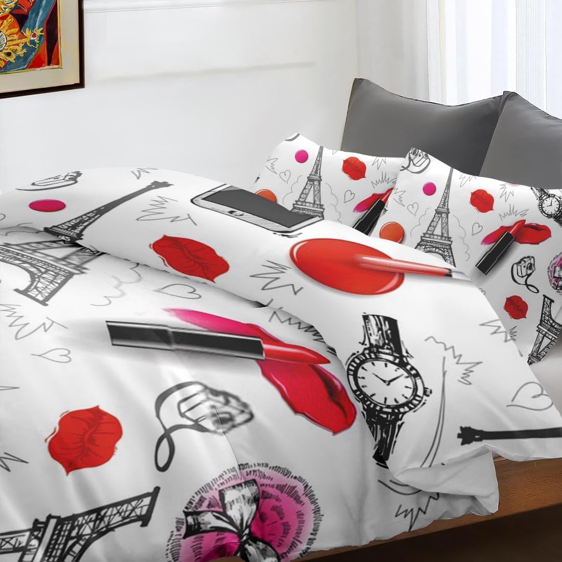 Juego de funda de edredón, juego de ropa de cama de maquillaje para niños y adultos, juego de ropa de cama para decoración de dormitorio de niños y