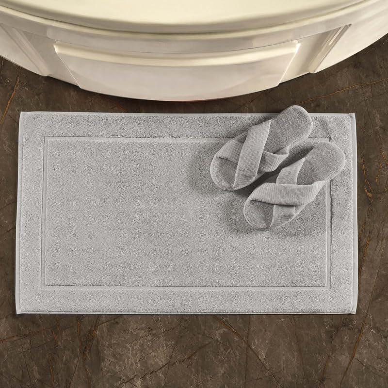 Hammam Linen – Tapetes de baño, 53 x 86 cm, paquete de 2, 100 % algodón, hilado en anillo, diseño de bandas, altamente absorbentes, lavables a