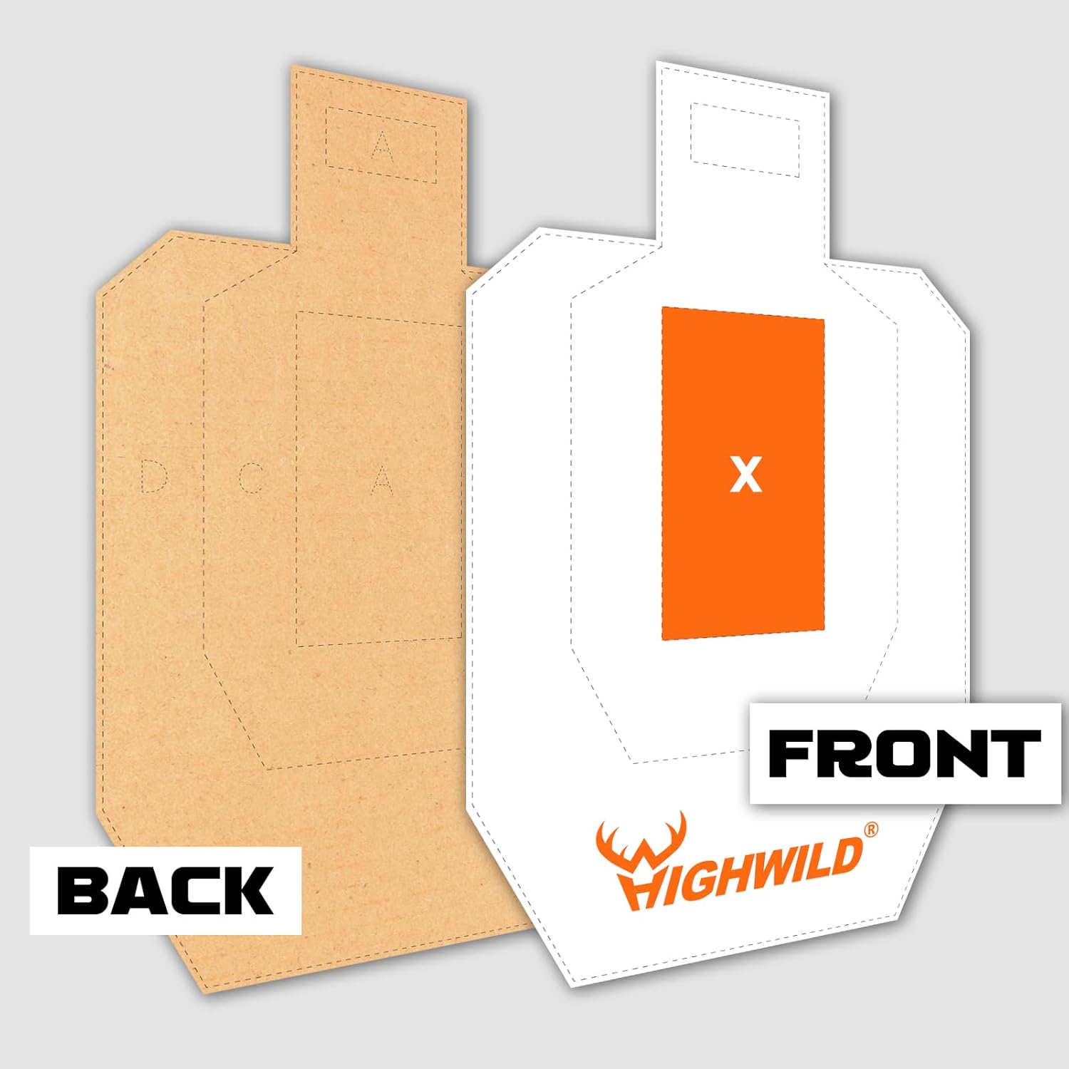 Highwild Objetivos de cartón de 18 x 30 pulgadas para disparar – Objetivos de papel USPSA (paquete de 50)