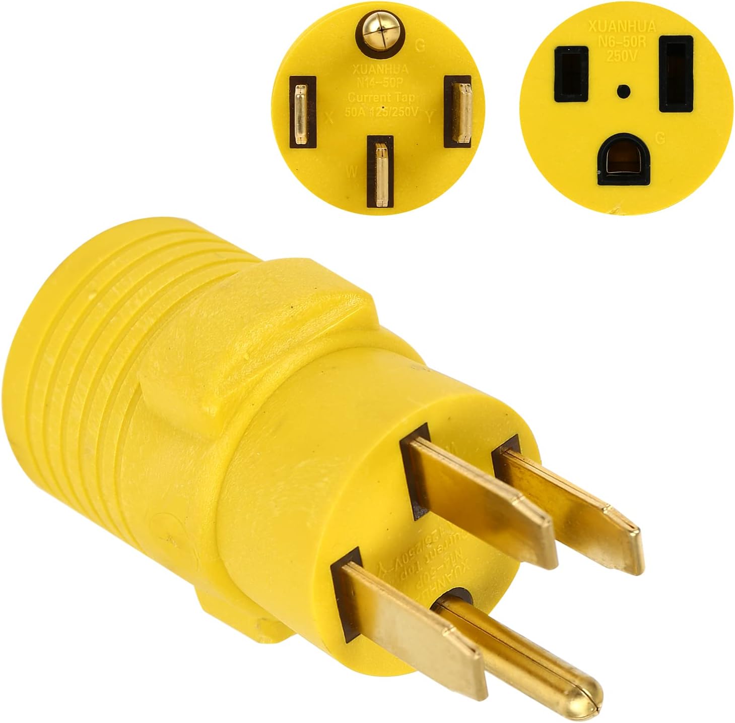 HDWS NEMA 14-50P a 6-50R – Conector adaptador de soldador, conector macho de 50 amperios de 4 clavijas a adaptador de receptáculo hembra de 3