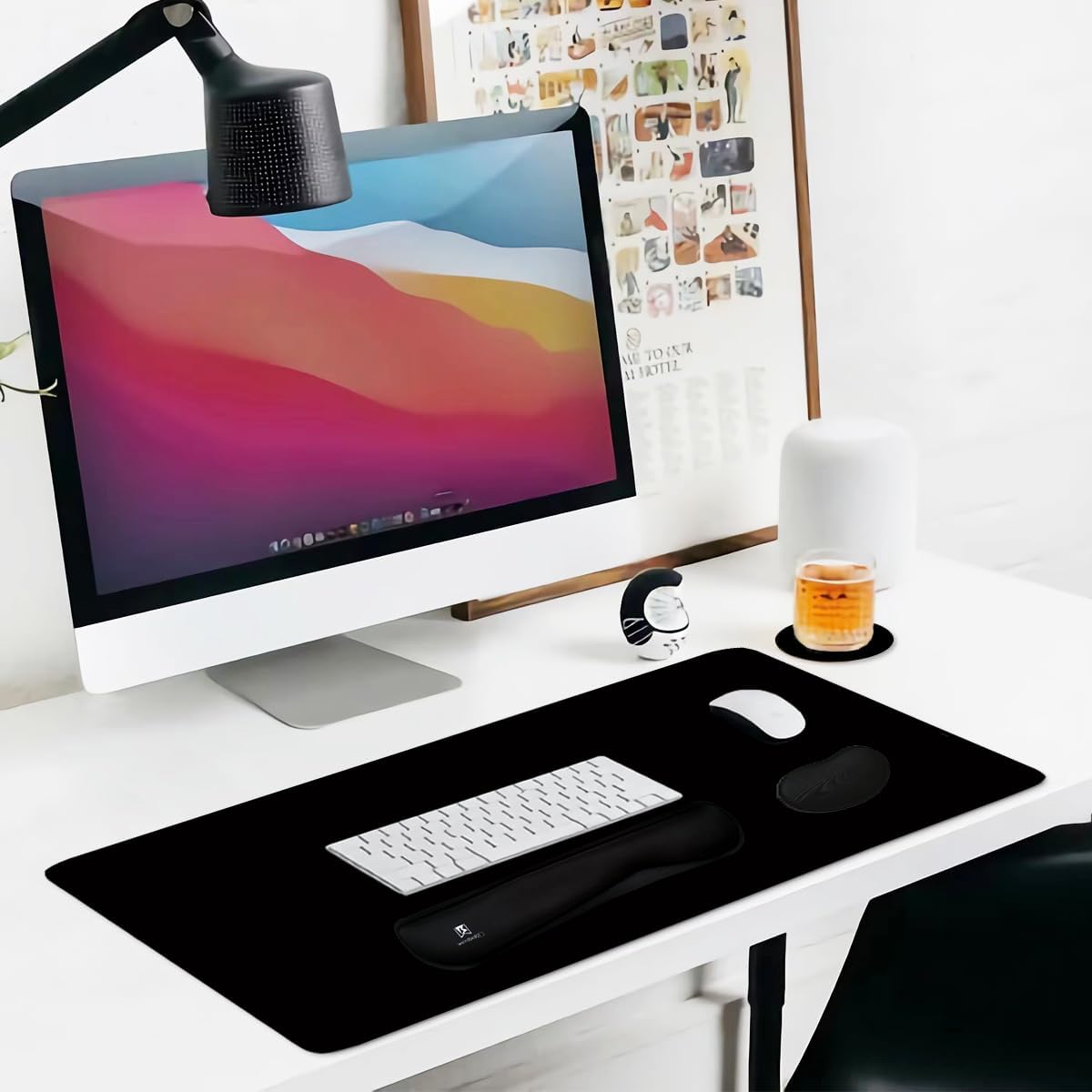 Alfombrilla de mouse grande 4 en 1 para juegos, reposamuñecas para teclado y soporte para muñeca, alfombrilla de escritorio extendida impermeable
