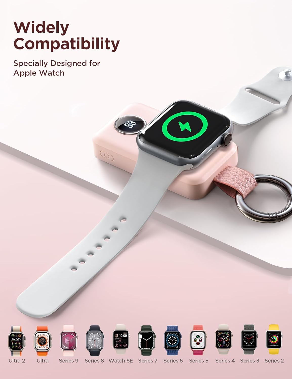 JOYROOM Cargador inalámbrico portátil de 2000 mAh compatible con Apple Watch Series 98765432SEUItra 2Ultra, cargador magnético compacto para iWatch,