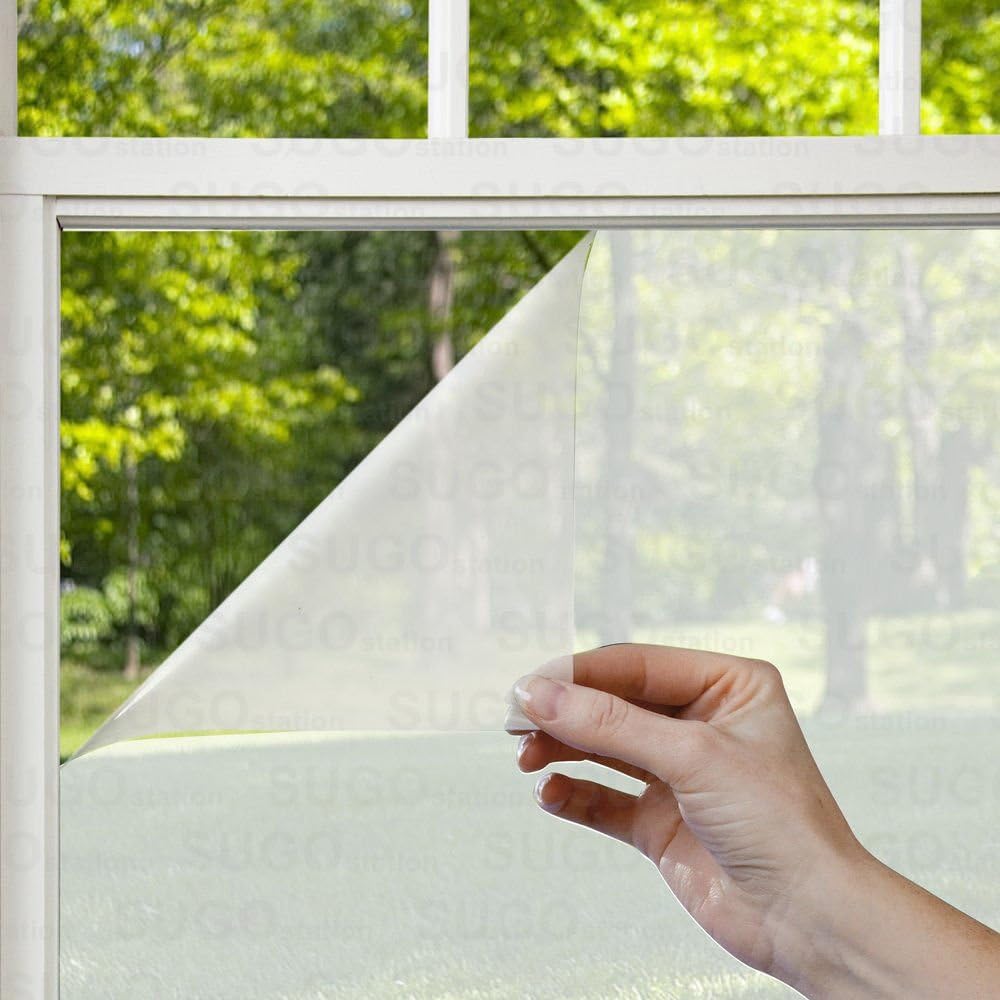 Sugo Lámina de película de vidrio esmerilado de alta calidad, para privacidad para el hogar, dormitorio, baño, bricolaje, ventana, tintado,