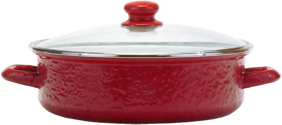 Golden Rabbit Esmalte – Patrón rojo sólido – Sartén para saltear de 3 cuartos