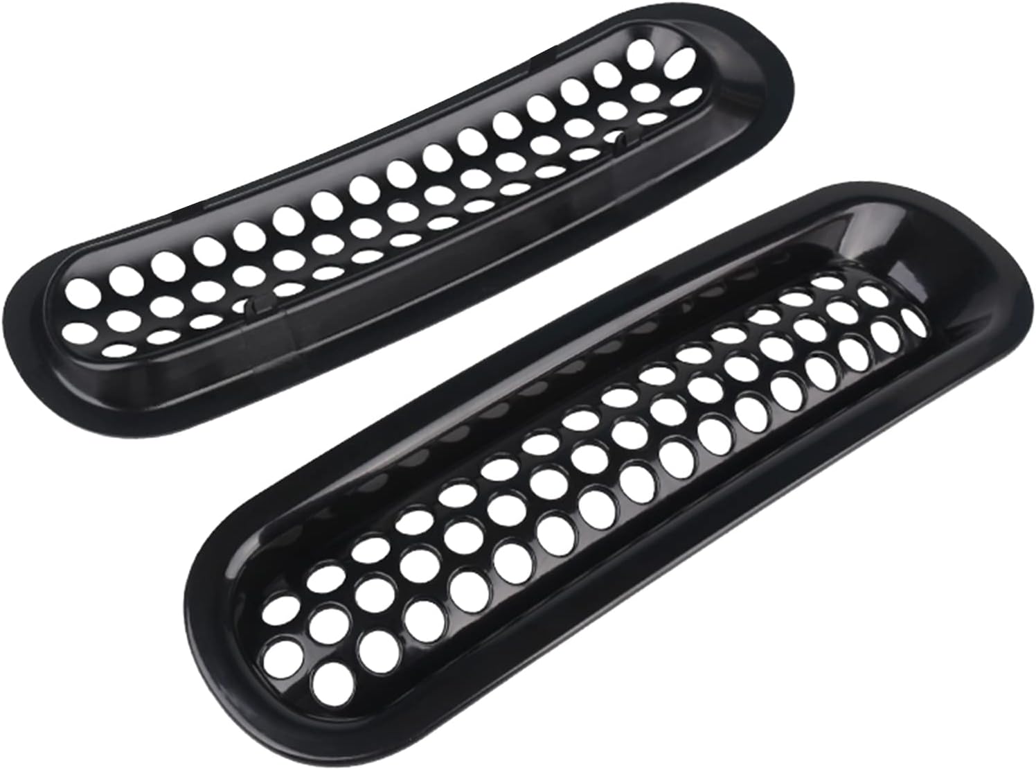 Cubierta de rejilla de malla frontal compatible con Jeep Wrangler JK y JKU 2007-2018 – Insertos de parrilla negros con protector de clip con ranuras