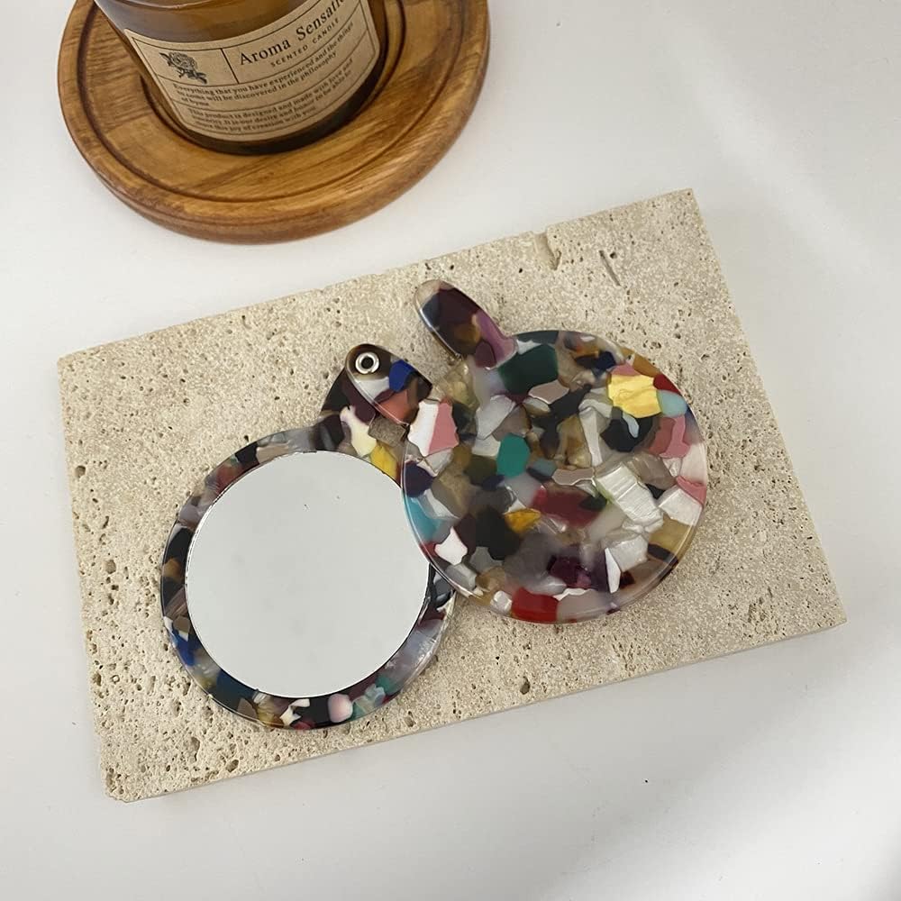 WAYAaiDec Colorido peine espejo monedero espejo de bolsillo espejo maquillaje ácido acético gato espejo portátil compacto espejo cosméticos
