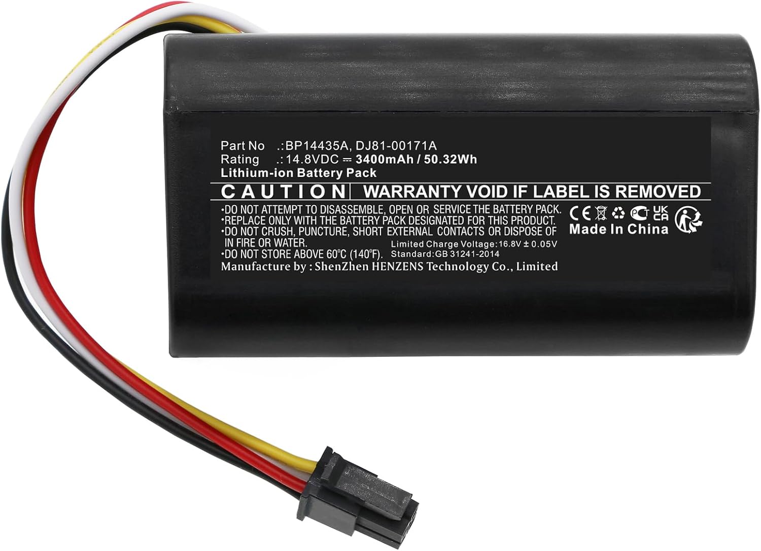 Synergy Digital Vacuum Cleaner Battery, Compatible with Midea BP14435A Vacuum Cleaner, (Li-ion, 14.8V, 3400mAh) Ultra High Capacity, Replacement for
