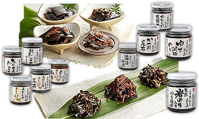 Takesan ‘s Tsukudani 10 tipos Set (1.3oz  3.9oz) Tsukudani es un alimento conservado hecho de salsa de soja, un alimento tradicional japonés que ha