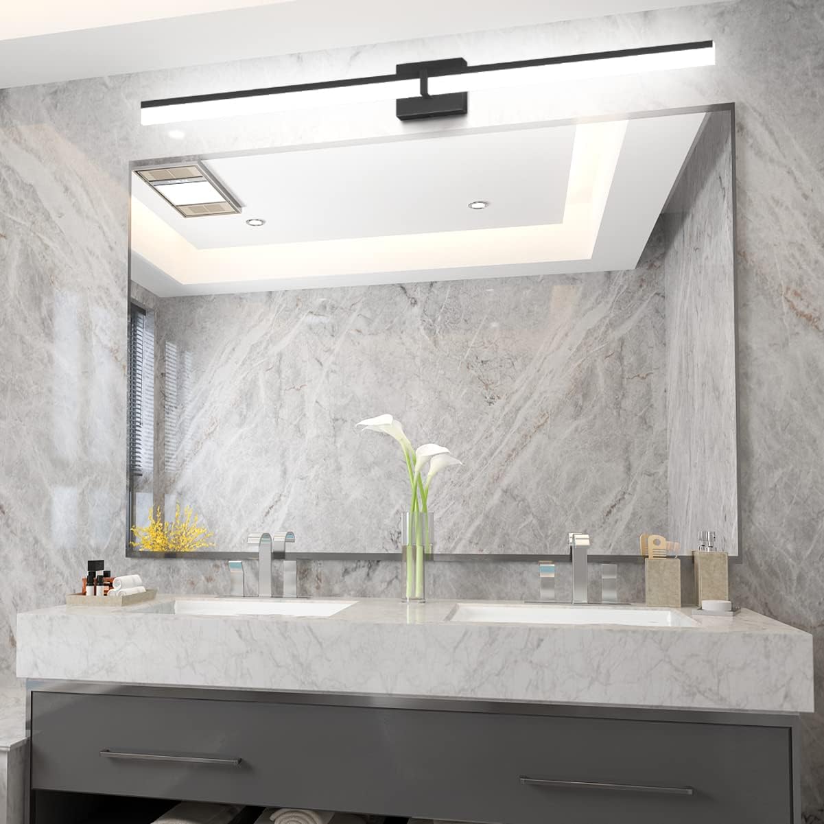 Tipace Luces LED de tocador de 47.2 pulgadas, accesorios de iluminación de baño sobre espejo 5500K