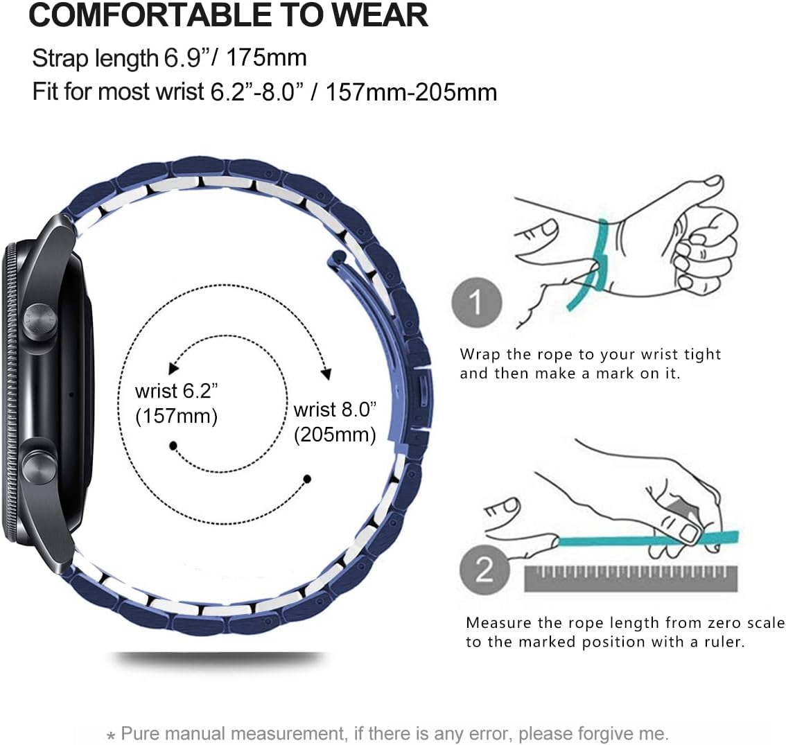 Correas compatibles con Samsung Galaxy Watch 3 de 1.772 pulgadas  Galaxy Watch de 1.812 pulgadas, correa de repuesto de metal de acero inoxidable