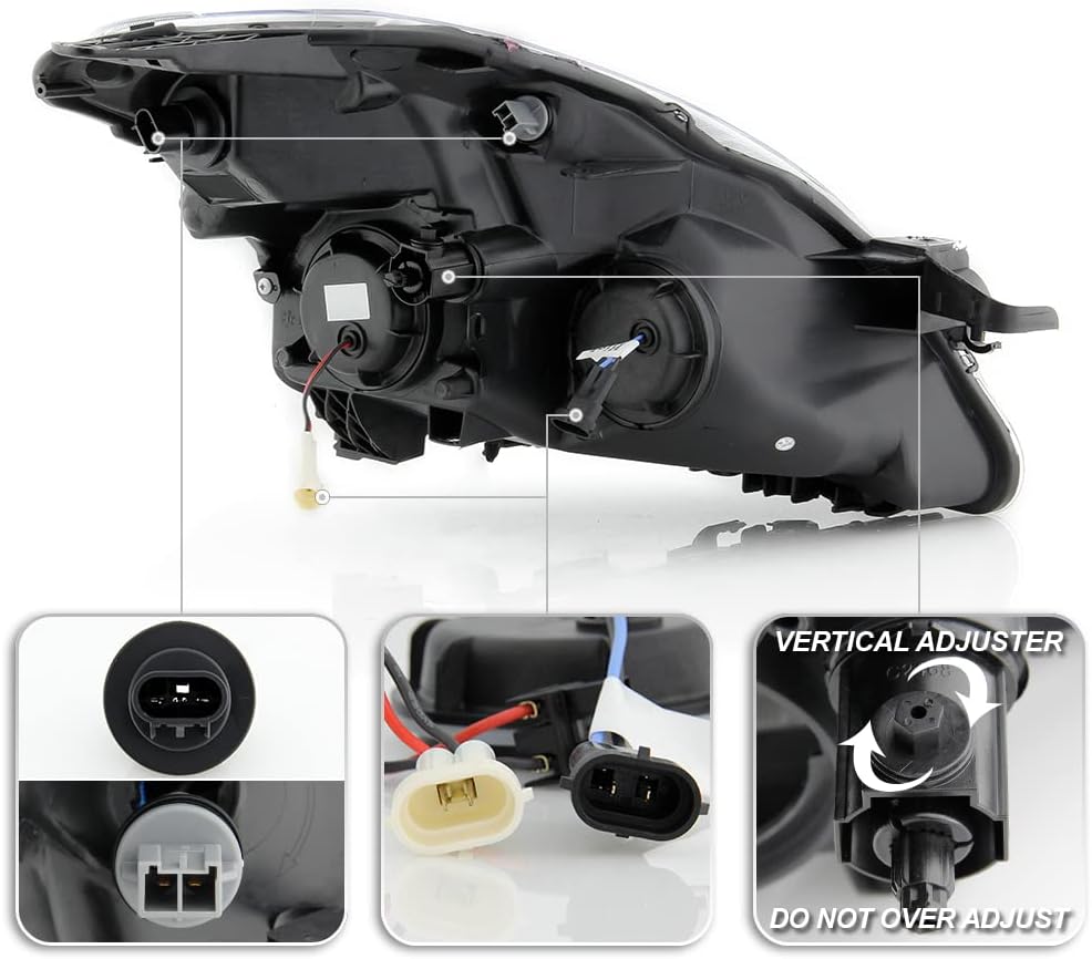 ACANII – Para tipo halógeno 2007-2009 Nissan Altima Sedan negro ahumado LED proyector faros delanteros montaje