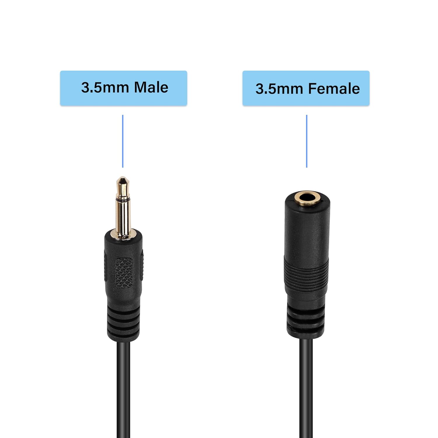 GINTOOYUN Cable de extensión de audio de 0.138 in de 0.138 in, conector macho a hembra, para automóvil, tableta, laptop, teléfonos, reproductores