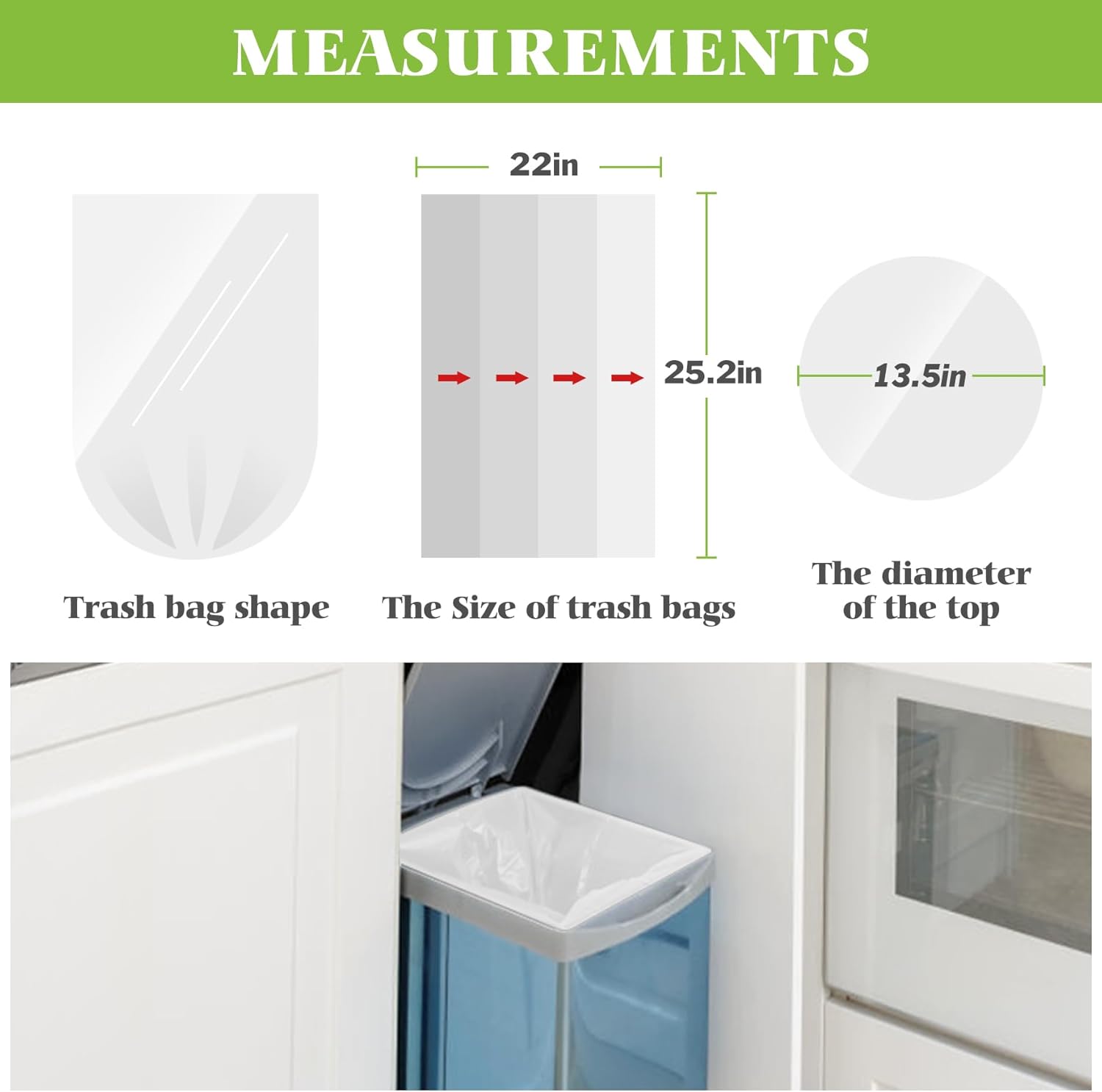 10 Gallon 60 Counts Strong Trash Bags Garbage Bags by Teivio, Bathroom Trash Can Bin Liners, Plastic Bags for home office kitchen, Clear