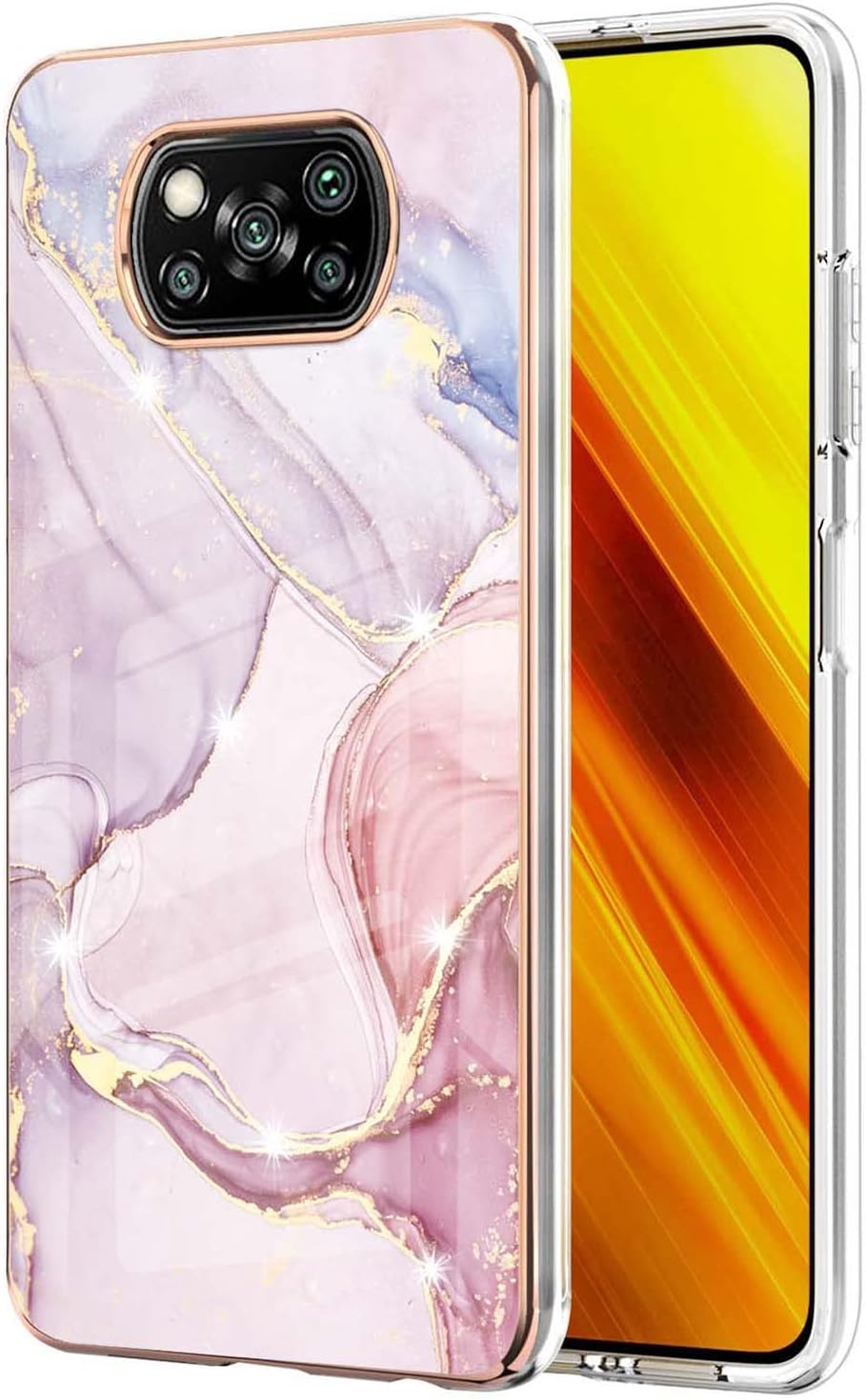 Funda delgada para Xiaomi Poco X3 NFC, diseño de mármol brillante IMD funda de moda para niñas, cubierta de protección de pantalla y cámara para