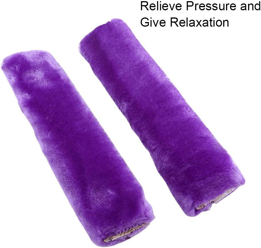 2 fundas para correa de cinturón de seguridad, almohadillas de hombro de felpa suave y cómoda para asientos de automóvil, cochecitos (morado)