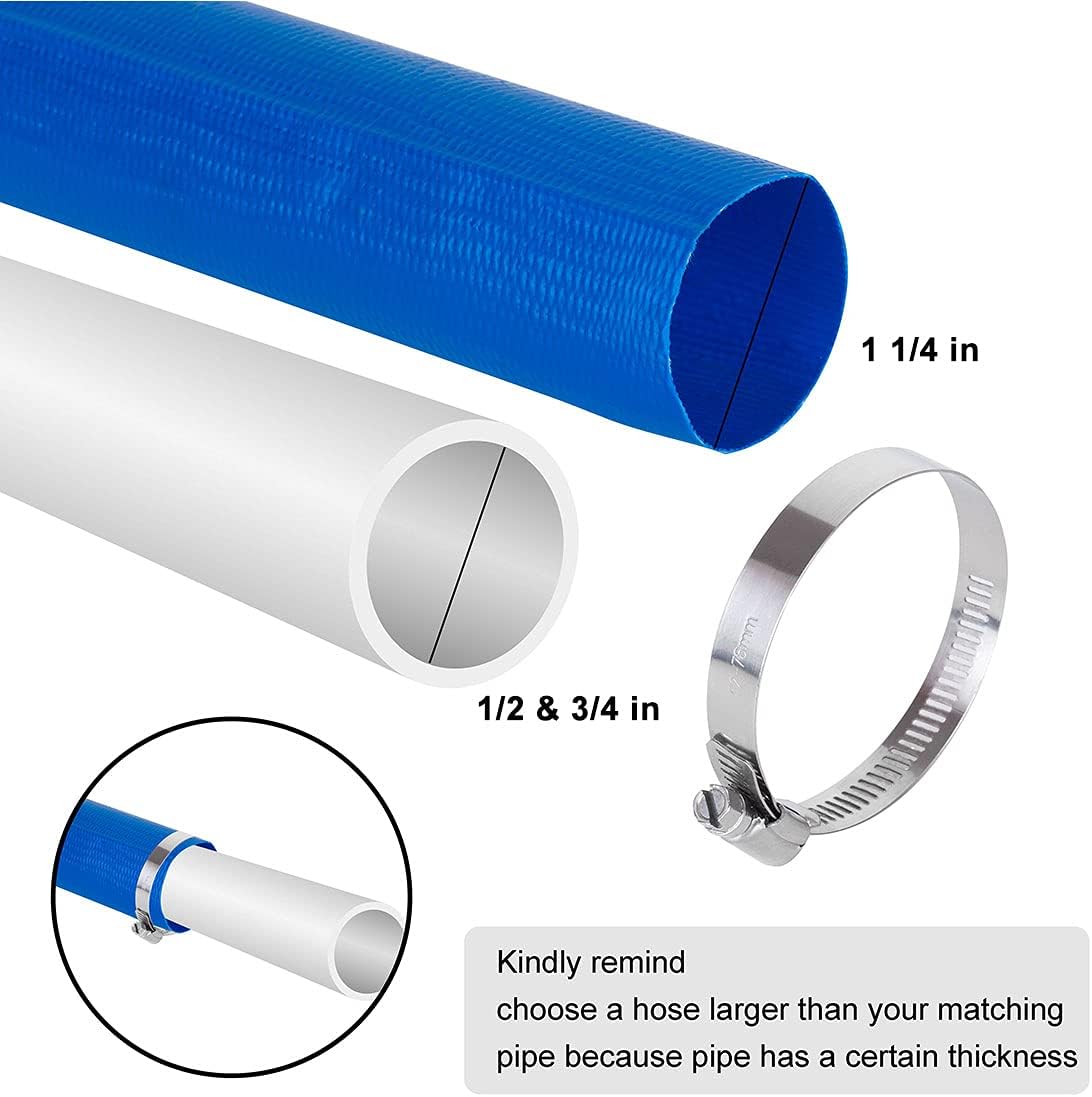 Eastrans Manguera de retrolavado de PVC azul de 1-14 x 100 pies para piscinas, manguera de descarga resistente, manguera de drenaje reforzada para