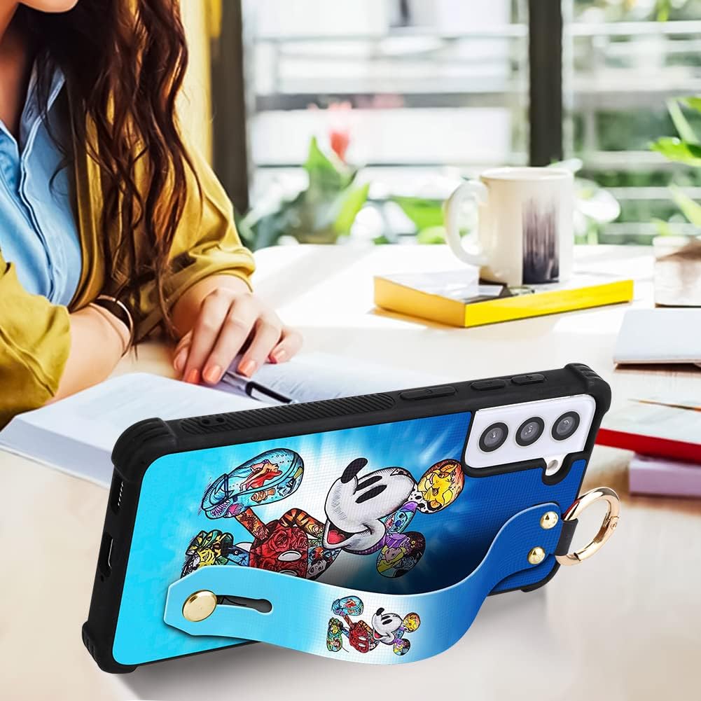 cuwana Funda de dibujos animados para Samsung Galaxy S21 de 6.2 pulgadas, lindo diseño colorido de personajes de dibujos animados de Mickey con