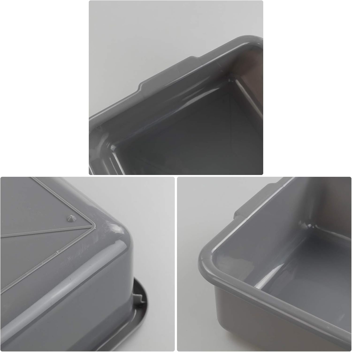 4 paquetes caja de autobús comercial gris de 13 litros, tina de autobús utilitaria plástica