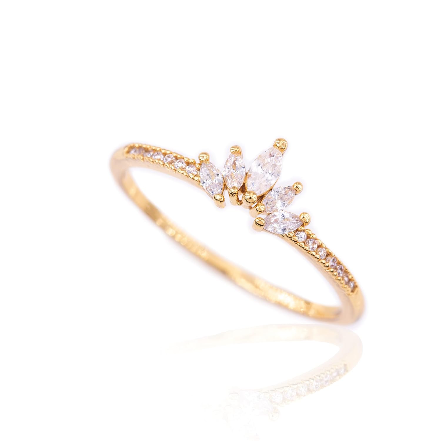 Rapunzel Crown Ring For Women 14K Gold Dainty Diamond Stacking Rings Royal Crystal Promise Ring Engagement Birthday Rings Anniversary Gifts Cubic