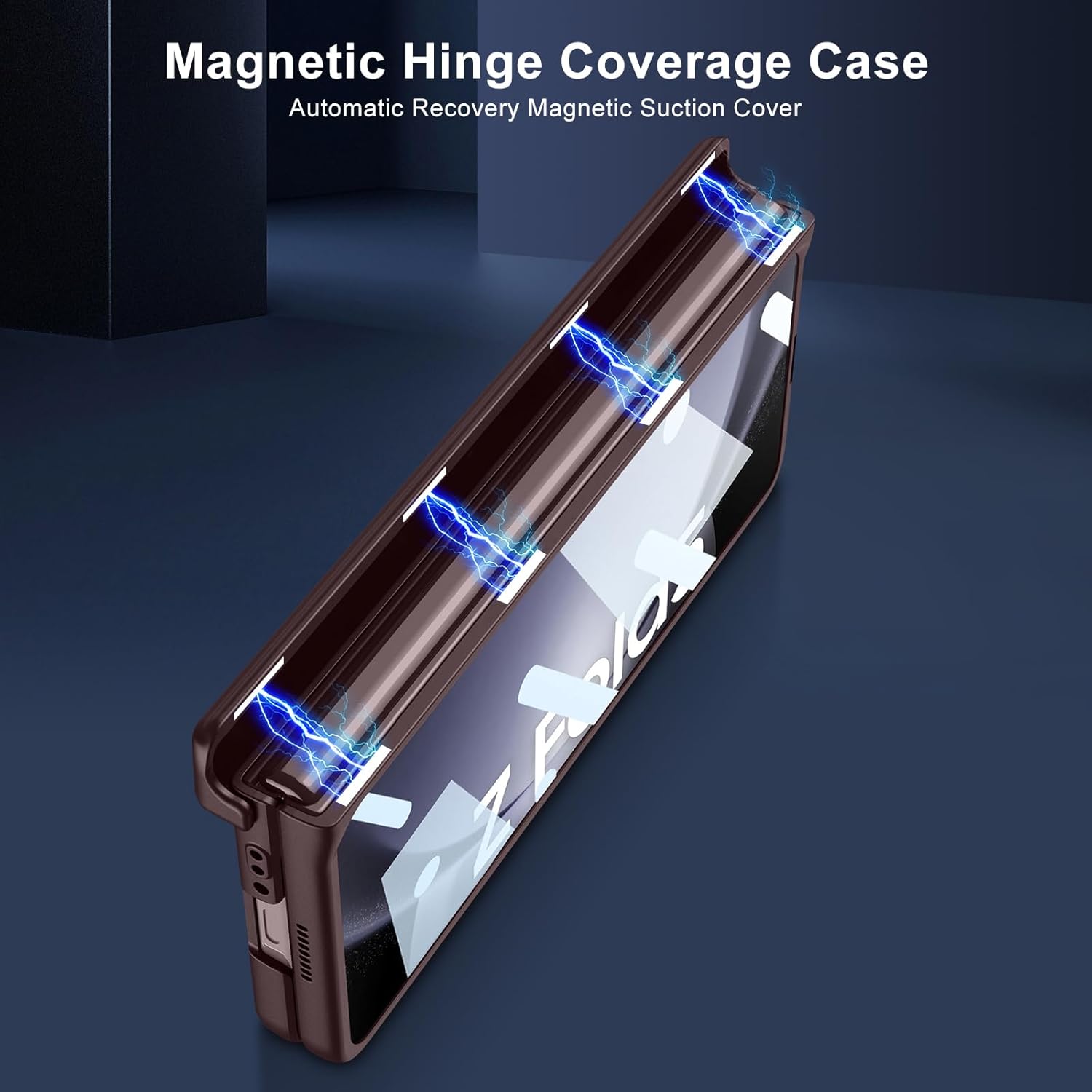 Funda para Samsung Galaxy Z Fold 5 con protección magnética de bisagra, cubierta deslizante para cámara, protector de pantalla integrado con función
