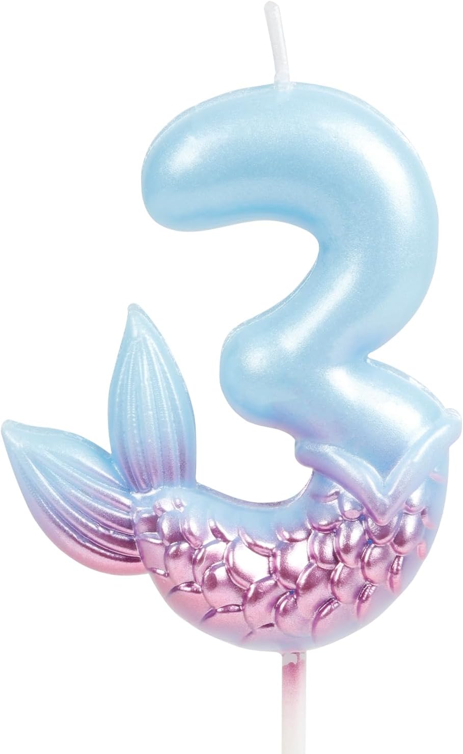 Velas de cumpleaños con números 3, decoraciones de cumpleaños de sirena, velas de feliz tercer cumpleaños para pasteles, velas de pastel de