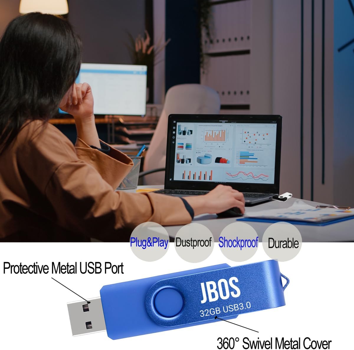 JBOS Unidad flash USB 3.0 de 32 GB, memoria USB 3.0 de súper alta velocidad, memoria USB de 32 gig, 32 GB pendrive para almacenamiento y uso
