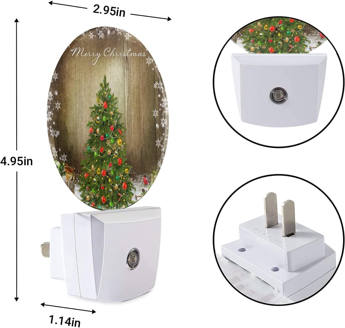 EKOBLA Árbol de Navidad verde luz nocturna árbol de Navidad con regalos cajas de regalo, adornos copos de nieve, luces nocturnas enchufables a la