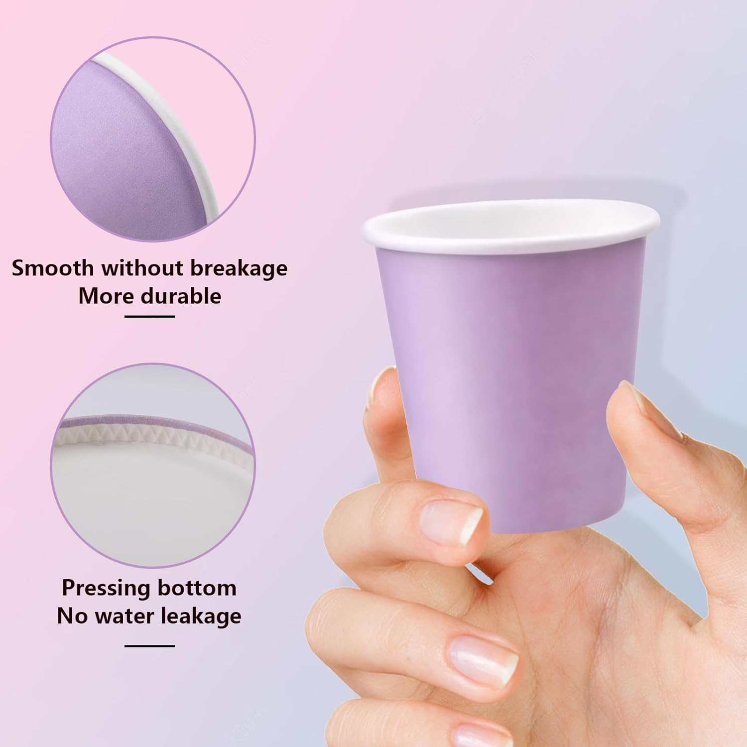 Prgery Paquete de 150 vasos de papel morados de 3 onzas, tazas de enjuague bucal, vasos de baño desechables, vasos de papel pequeños de 3 onzas,