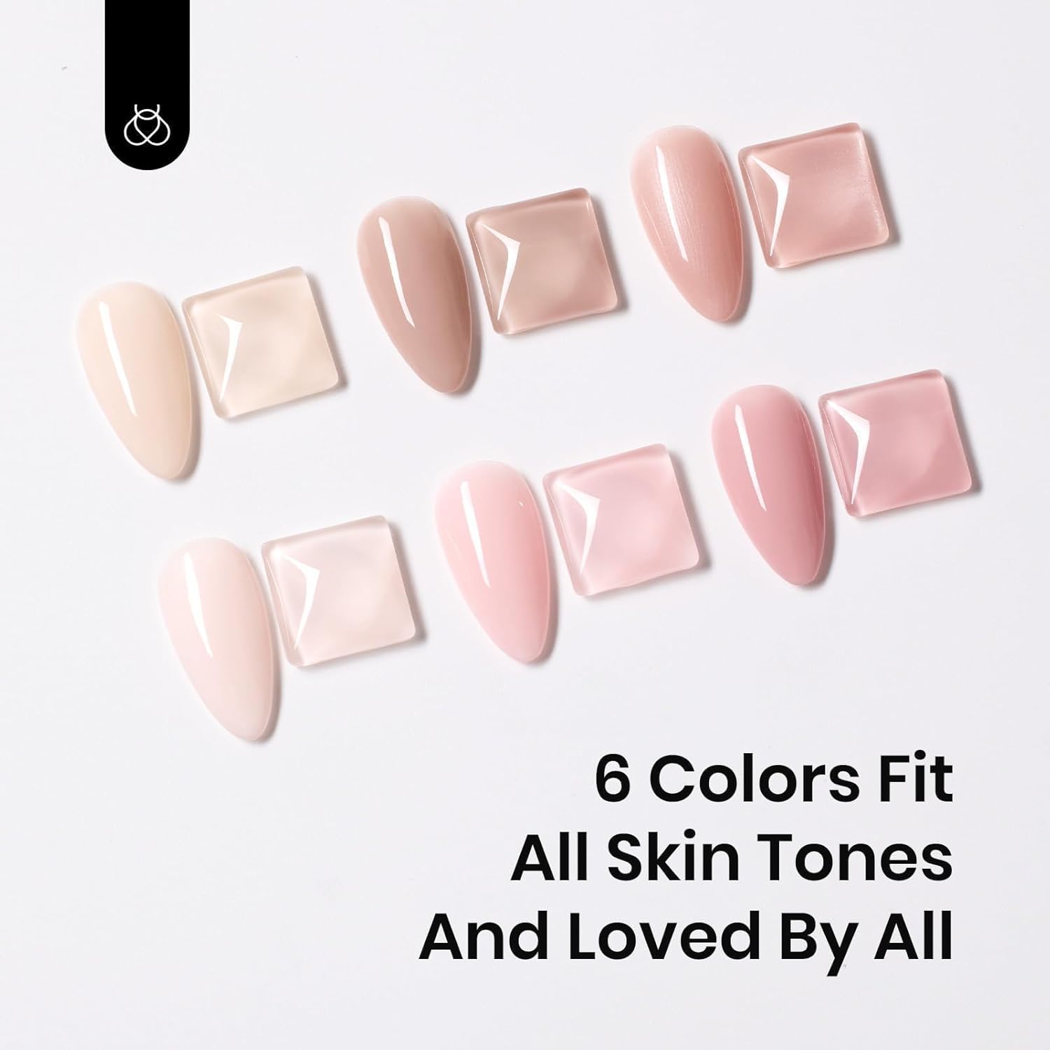 Beetles – Esmalte de uñas de gel base de color, 6 colores nude, esmalte de uñas rosa, esmalte de uñas rosa melocotón, esmalte de uñas neutros