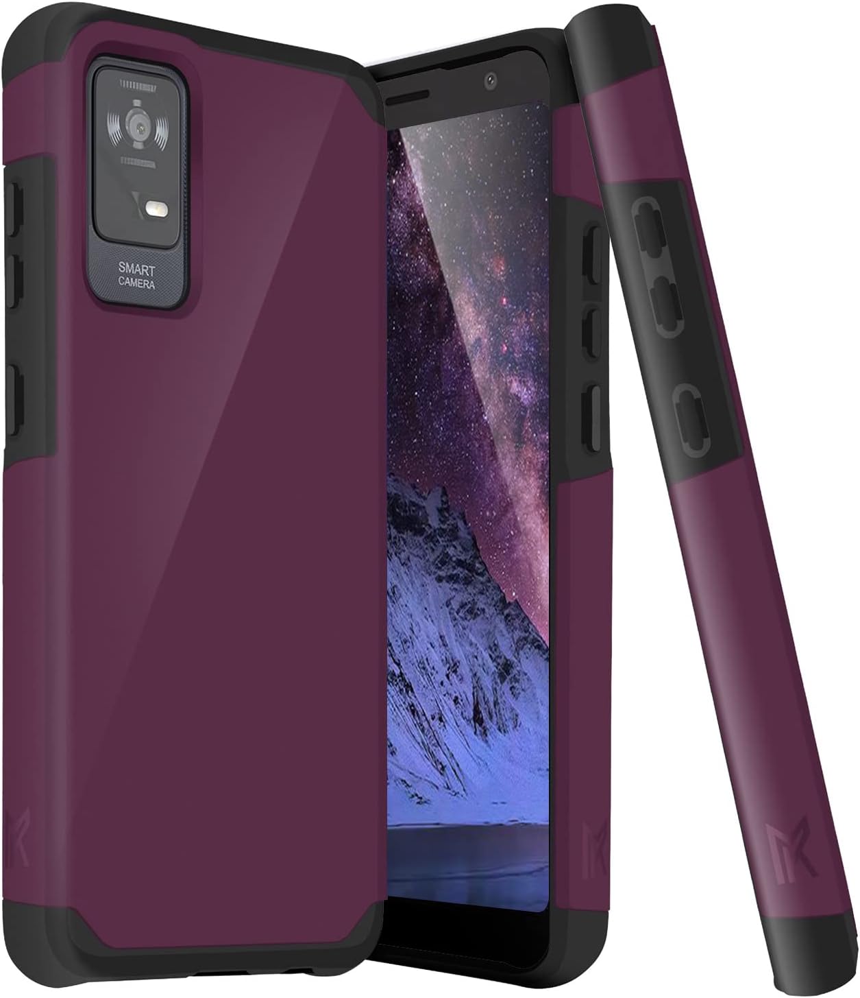 TJS Compatible con fundas TCL ION X, ION V, 40 Z  Cubierta híbrida de doble capa de protección contra caídas con soporte magnético (morado)