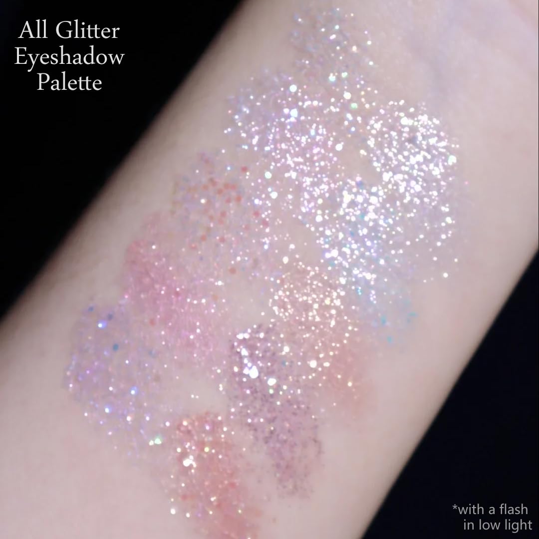 KYDA Paleta de sombra de ojos con purpurina de 10 colores, sombra de ojos de lentejuelas brillantes, sombra de ojos en polvo de perlas brillantes,