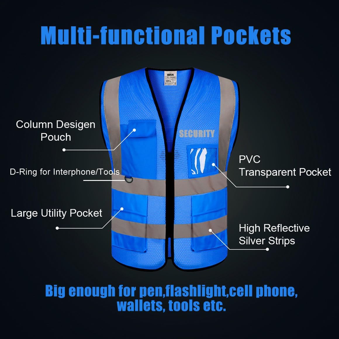 BeautyWill Chaleco de seguridad personalizado Clase 2 Chaleco reflectante de alta visibilidad