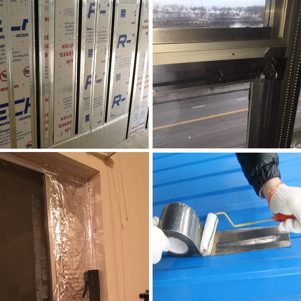 LLPT Cinta de papel de aluminio de 2 pulgadas x 55 yardas, 3.94 mil de alta temperatura, resistente, sellado, HVAC, cinta adhesiva para conductos de