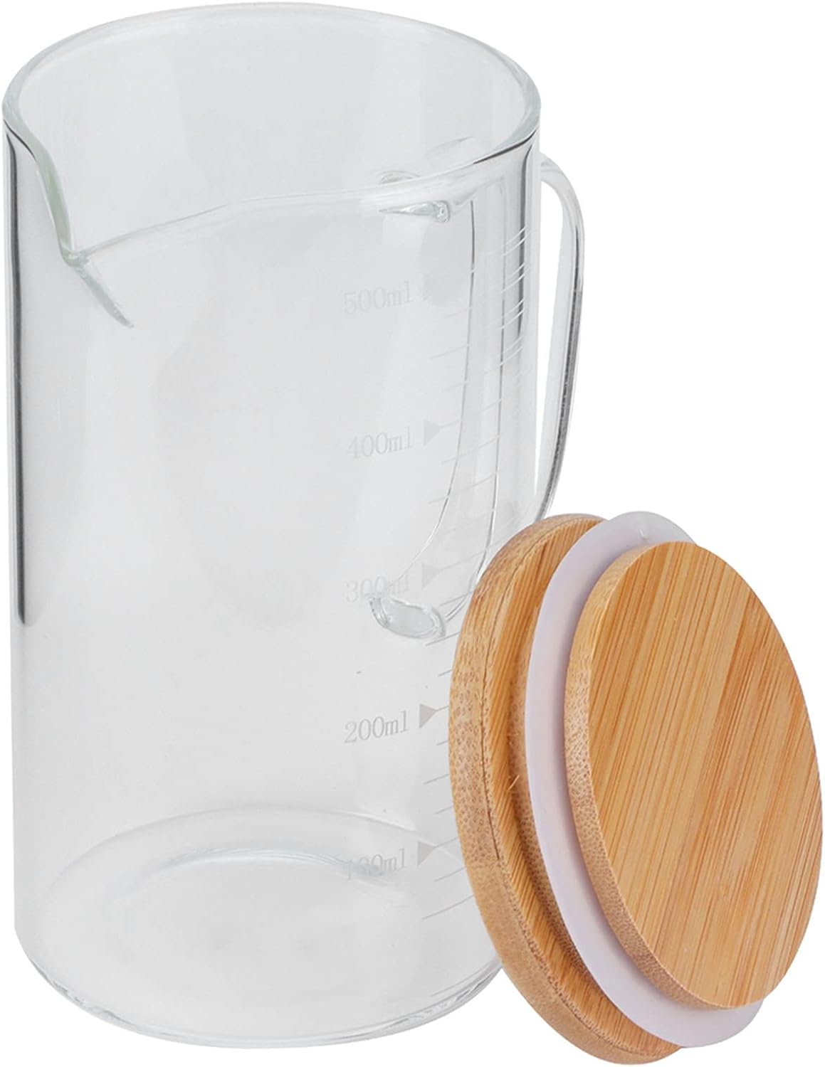 Taza de vidrio, taza medidora de vidrio de borosilicato con tapa, resistente al calor, suministros para bebidas para hotel, restaurante, hogar,