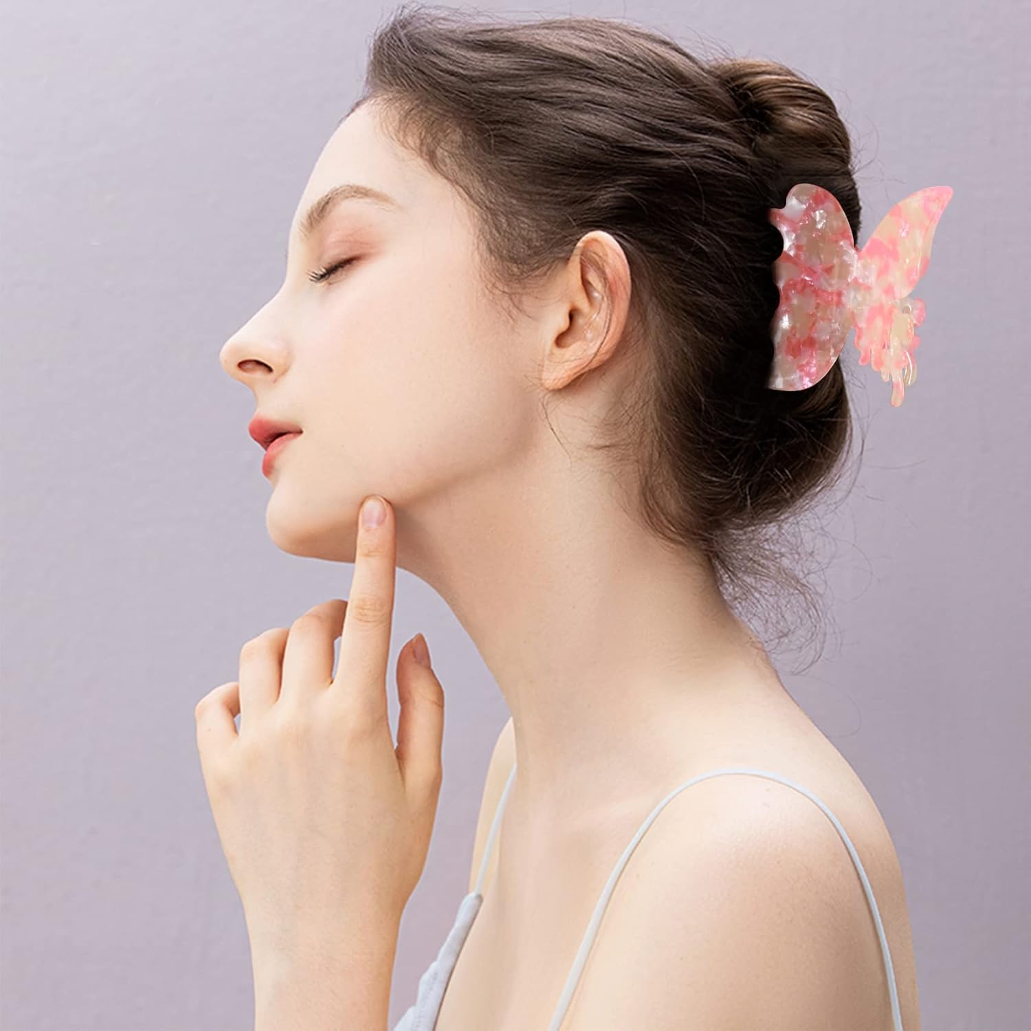 Jayongnee clip Pinzas de mariposa para el cabello para mujer, pinzas grandes antideslizantes para el cabello, pinzas para cabello fino, pinzas para
