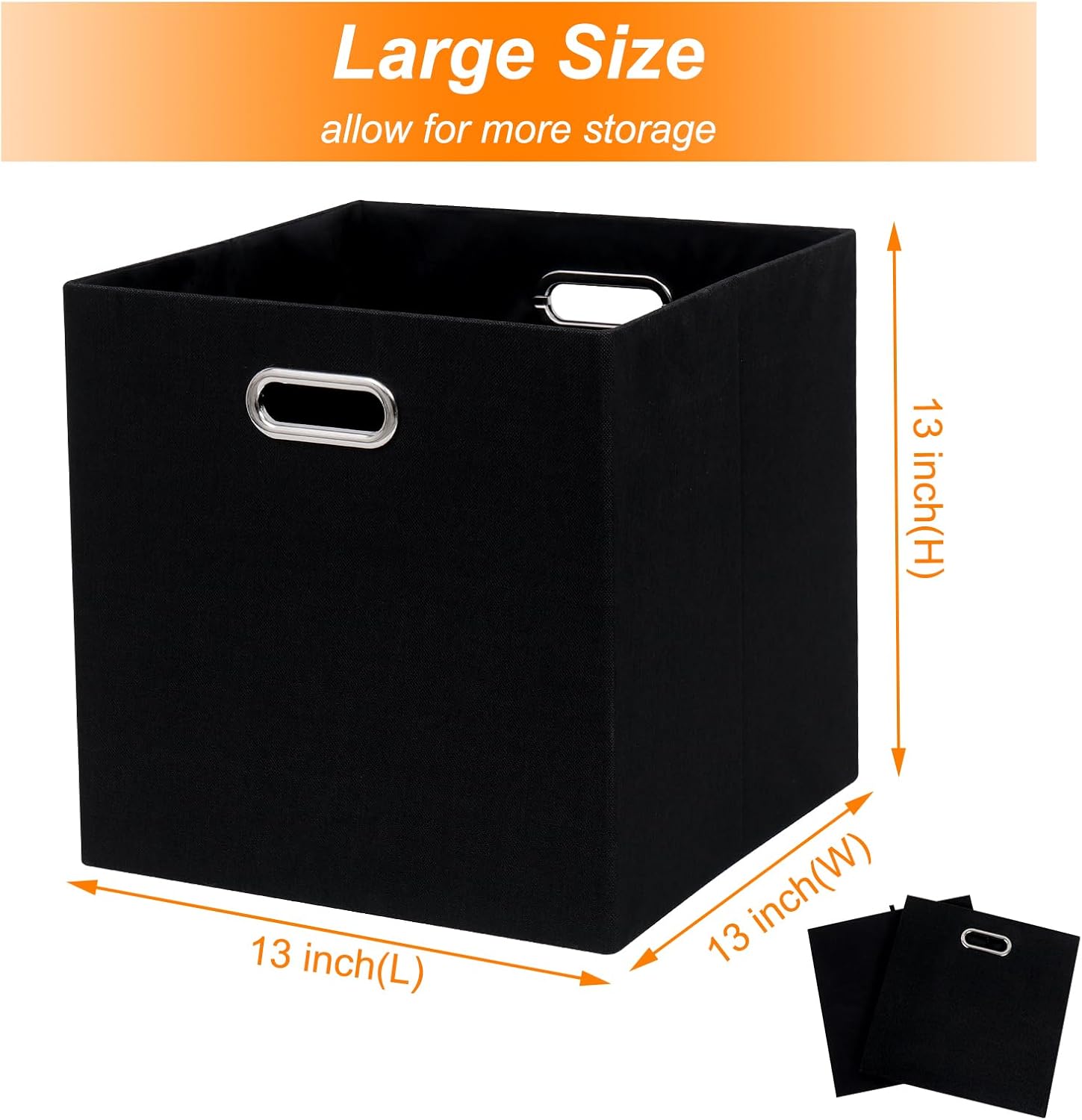 Jermichoc Contenedores de almacenamiento de cubos de 13 x 13 x 13 pulgadas, paquete de 4 canastas plegables de tela de lino con mango de metal para