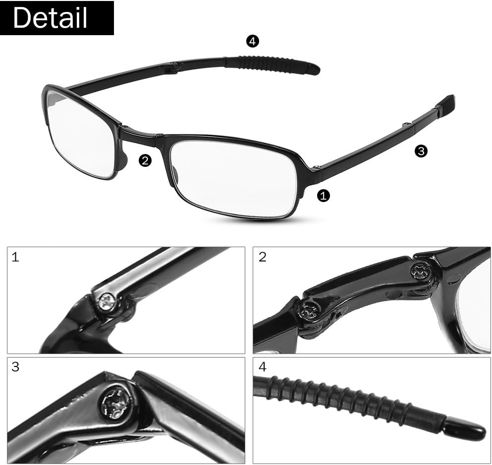 Gafas de lectura, hombres y mujeres 1.01.52.02.53.03.54.0, vidrio presbípico de lectura plegable y portátil (2.5-rojo)