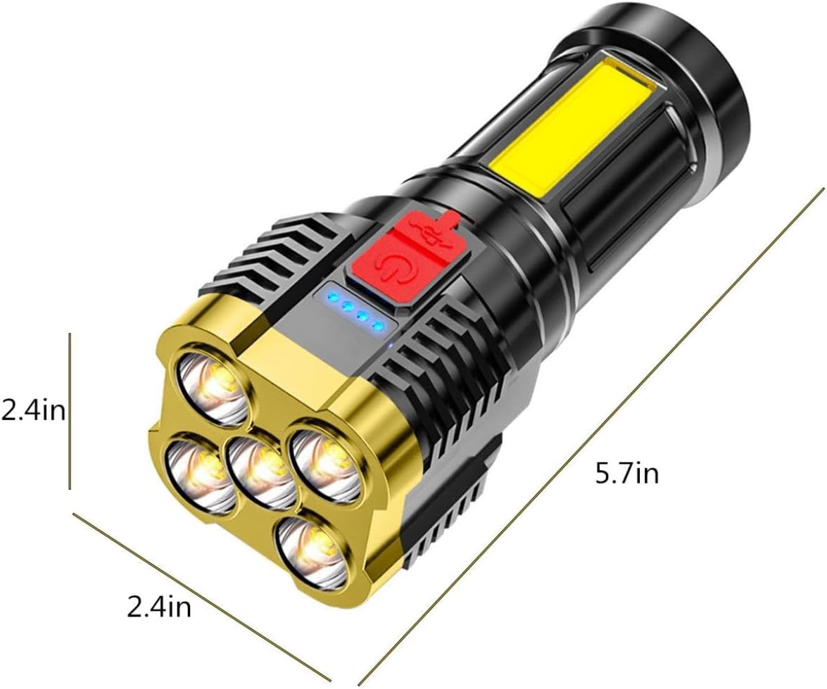 ZZKHGo Five Explosion LED Flashlight – 5000 Lumens Super Bright Flashlights, Zoomable Powerful Flashlights High Lumens Rechargeable Handheld Small