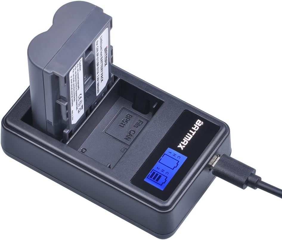 Batmax Paquete de 2 baterías BP-511A BP-511 BP 511 511A + cargador USB dual LCD para Canon EOS 5D, 10D, 20D, 30D, 40D, 50D, Digital Rebel 1D, D60,