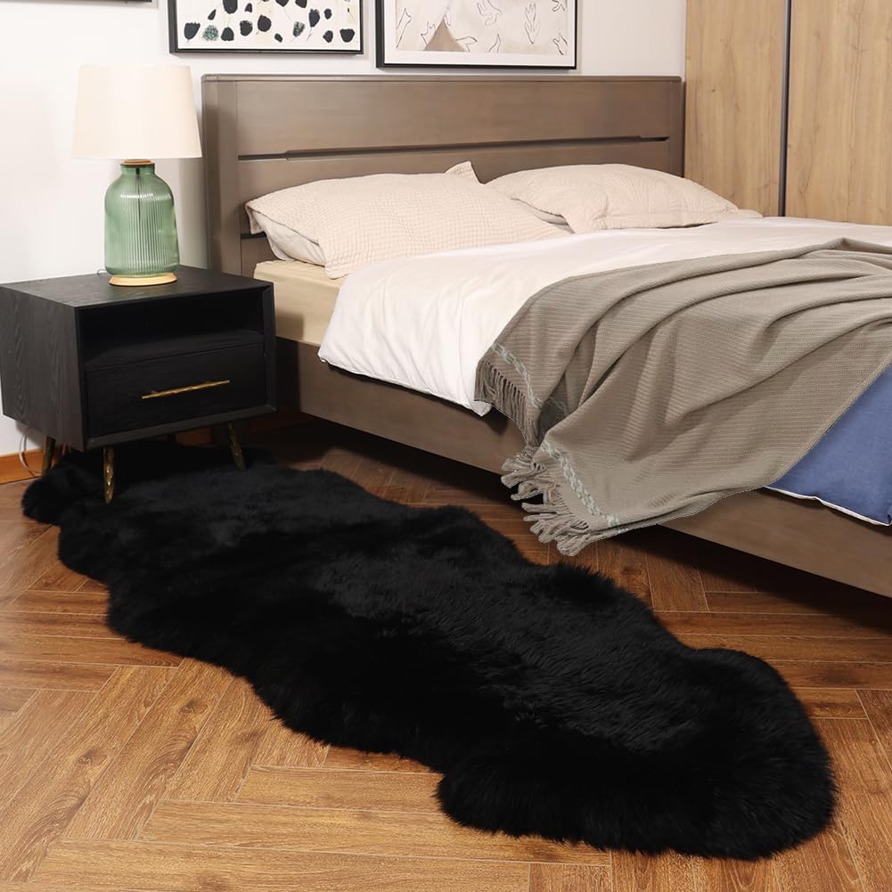 IRIWOOL Alfombra de piel de oveja auténtica de alta calidad, piel de oveja australiana, esponjosa, de lujo, natural, de piel de cordero esponjosa,