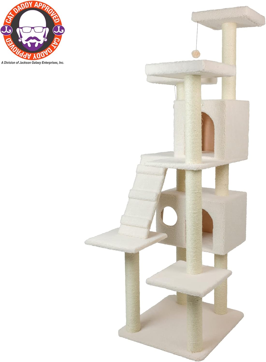 Armarkat Mueble en forma de condominio de árbol para gatos, 75 pulgadas de alto y más, Ivory