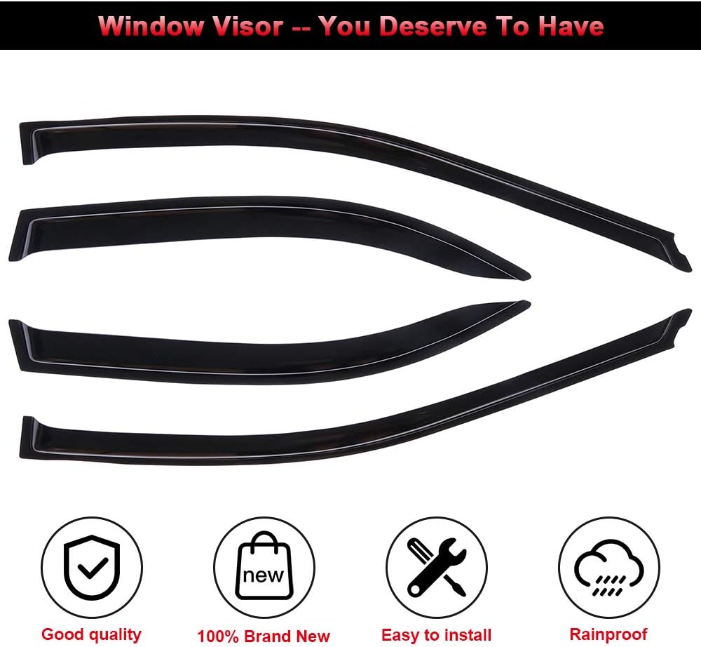cciyu Deflector de ventana lateral Deflector de ventana Sun Rain Guard Juego de 4 piezas de repuesto para Toyota Camry 2002-2006